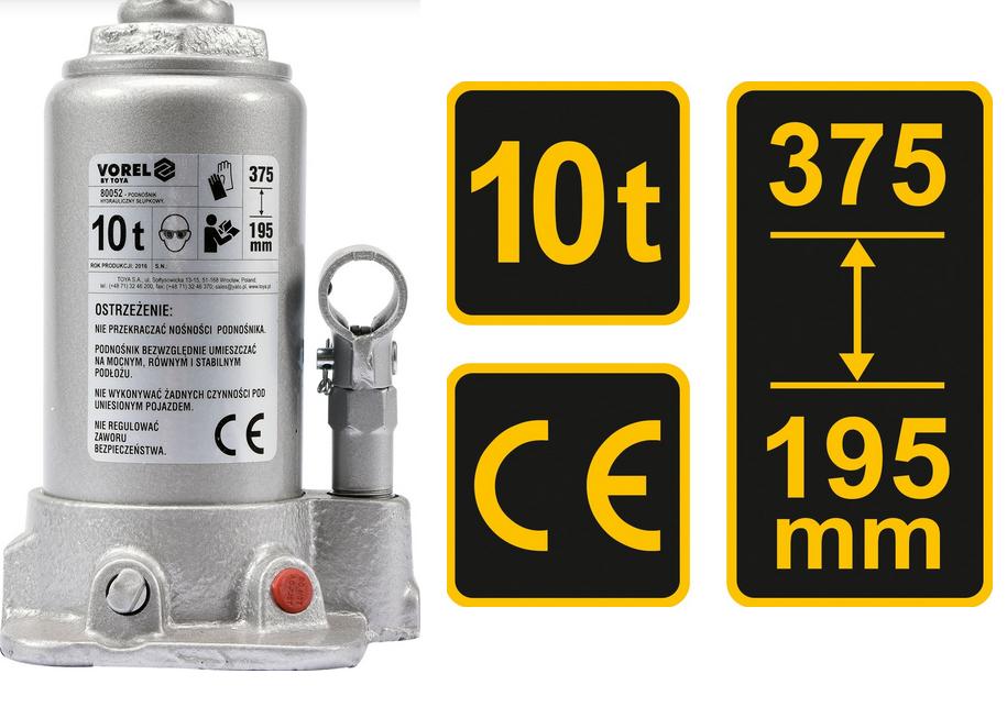 Vorel hefboom tł.hydr.10t 195-375mm