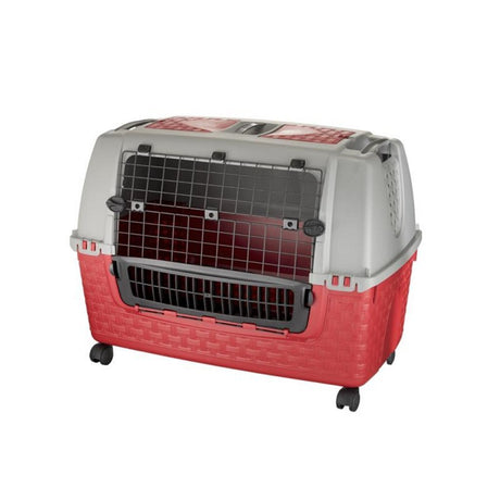Bama Haustiertransportbox mit Rädern 88x52x60 cm rotgrau