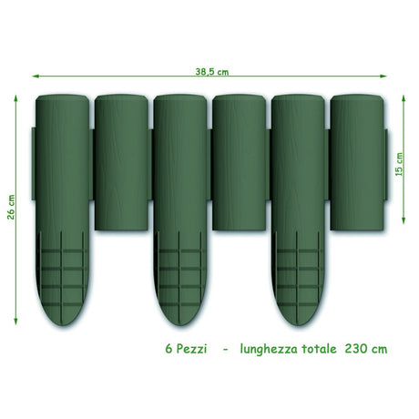 Bama Garden Modular Edge Holzimitat 38,5x15 cm 6 Stück grün
