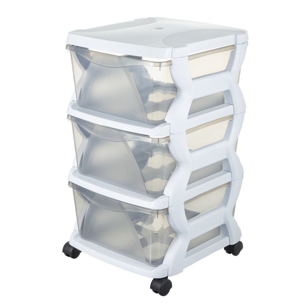 Bama Insieme Schubladensystem mit Rollen 3 Schubladen 36x40x62 cm weiß transparent