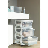 Bama Insieme Schubladensystem mit Rollen 3 Schubladen 36x40x62 cm weiß transparent
