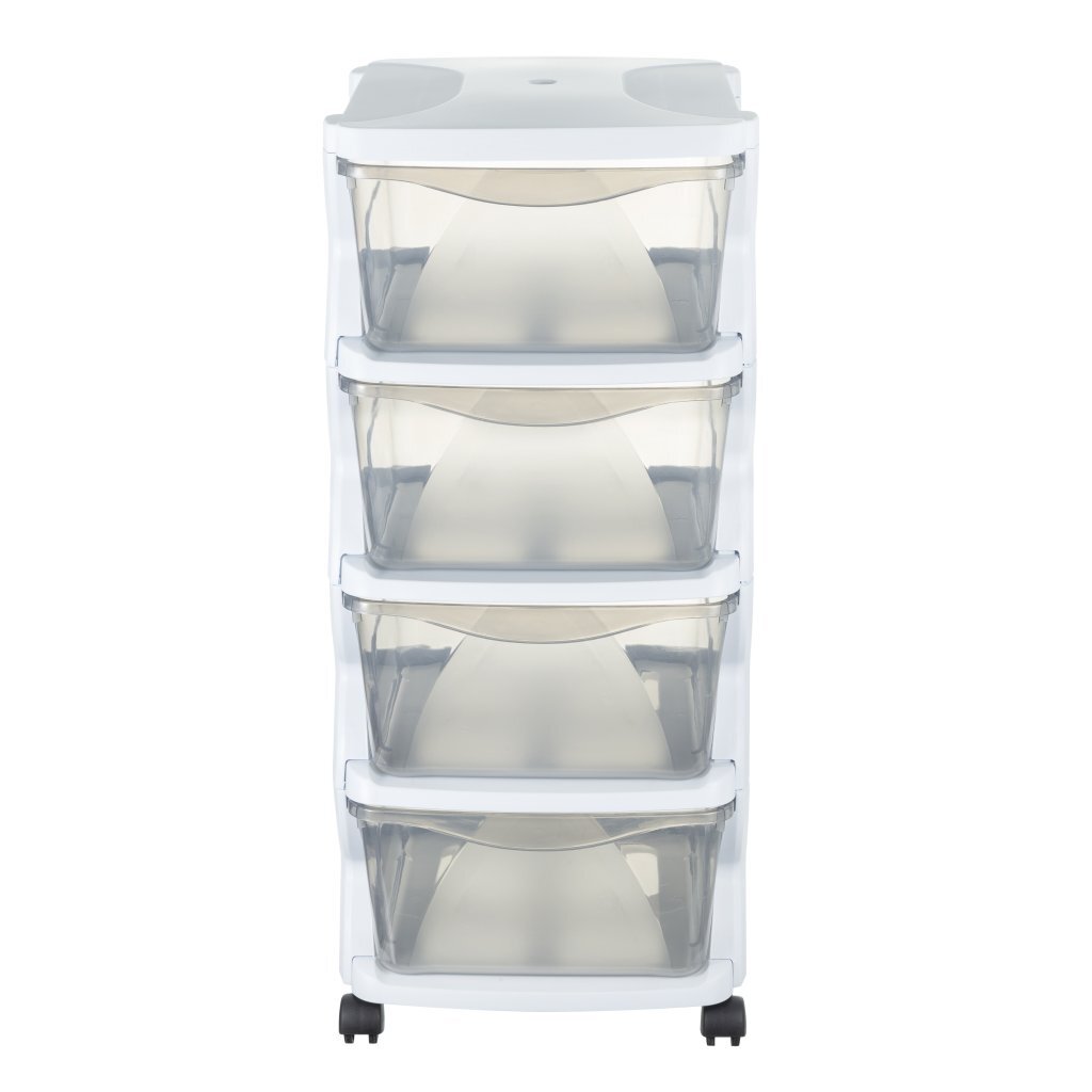 Bama Insieme Schubladensystem mit Rollen 4 Schubladen 36x40x80 cm weiß transparent