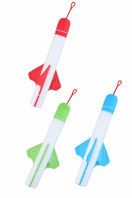 Eddy Toys Schaumstoffrakete Raketenwerfer – Spielzeugschaumrakete – 37 cm lang – mit Licht – batteriebetrieben (im Lieferumfang enthalten) – Farben Blau, Grün und Rot – für Jungen und Mädchen ab 3 Jahren