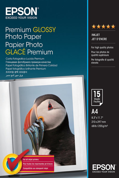 Epson premium glossy fotopapier inktjet - 255g m2 - a4 - 15 vellen