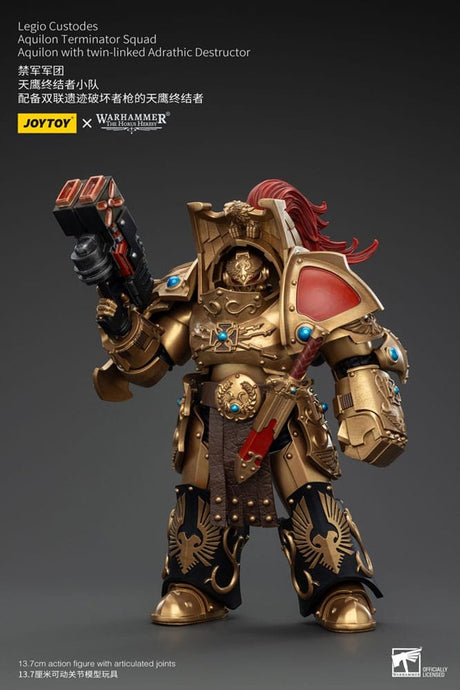 Joy toy (cn) warhammer the horus heresy action figure 1 18 legio custodes aquilon terminator squad aquilon met twin-linked adrathic destructor 14 cm action figuur