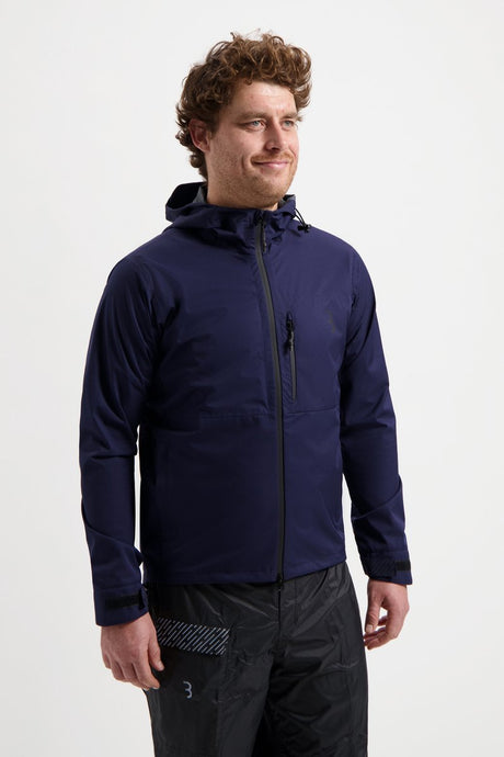 Bbb cycling rainshield explorer regenjas fiets - met 3 ritszakken - waterdicht fietsjack heren dames - commuter fietsjas - donker blauw - l - bbw-450