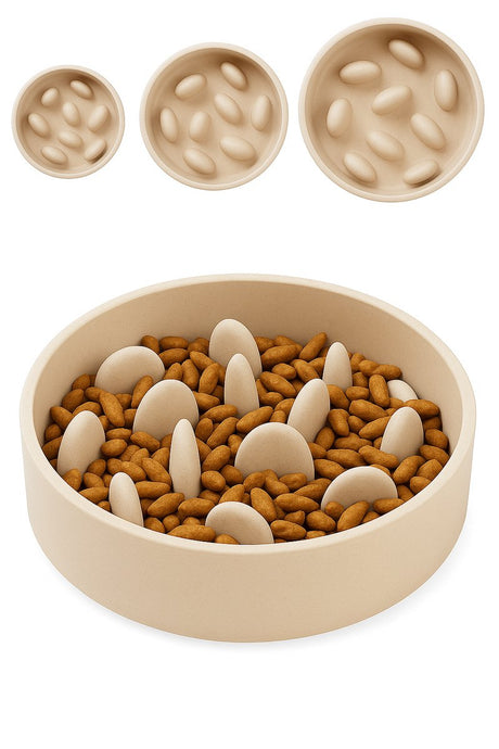 Flamingo Anti-Fresser-Hund – Slow Feeder – Hundefutternapf – ø14,5 cm – 410 ml – Greni-Futternapf – Beige – rund