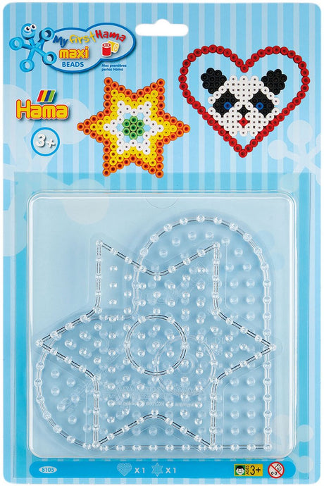Hama Maxi-Perlenplatten zum Aufbügeln, Herz und Stern