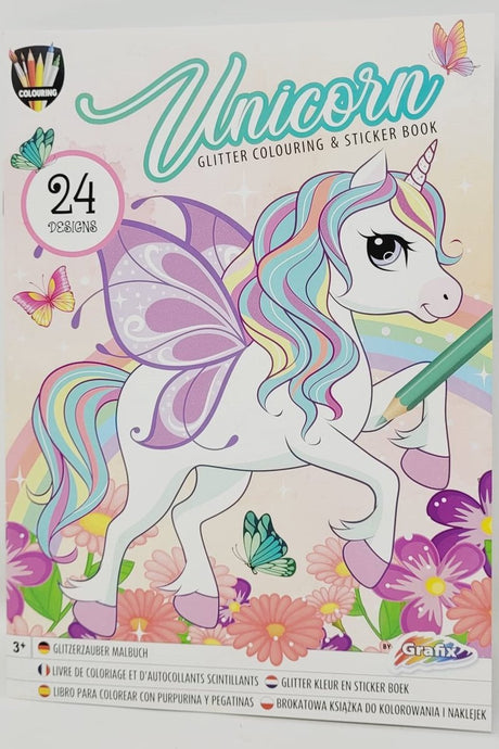 Kreative Handwerksgruppe Glitzerfarbe und Aufkleberbuch Unicorn Mermaid
