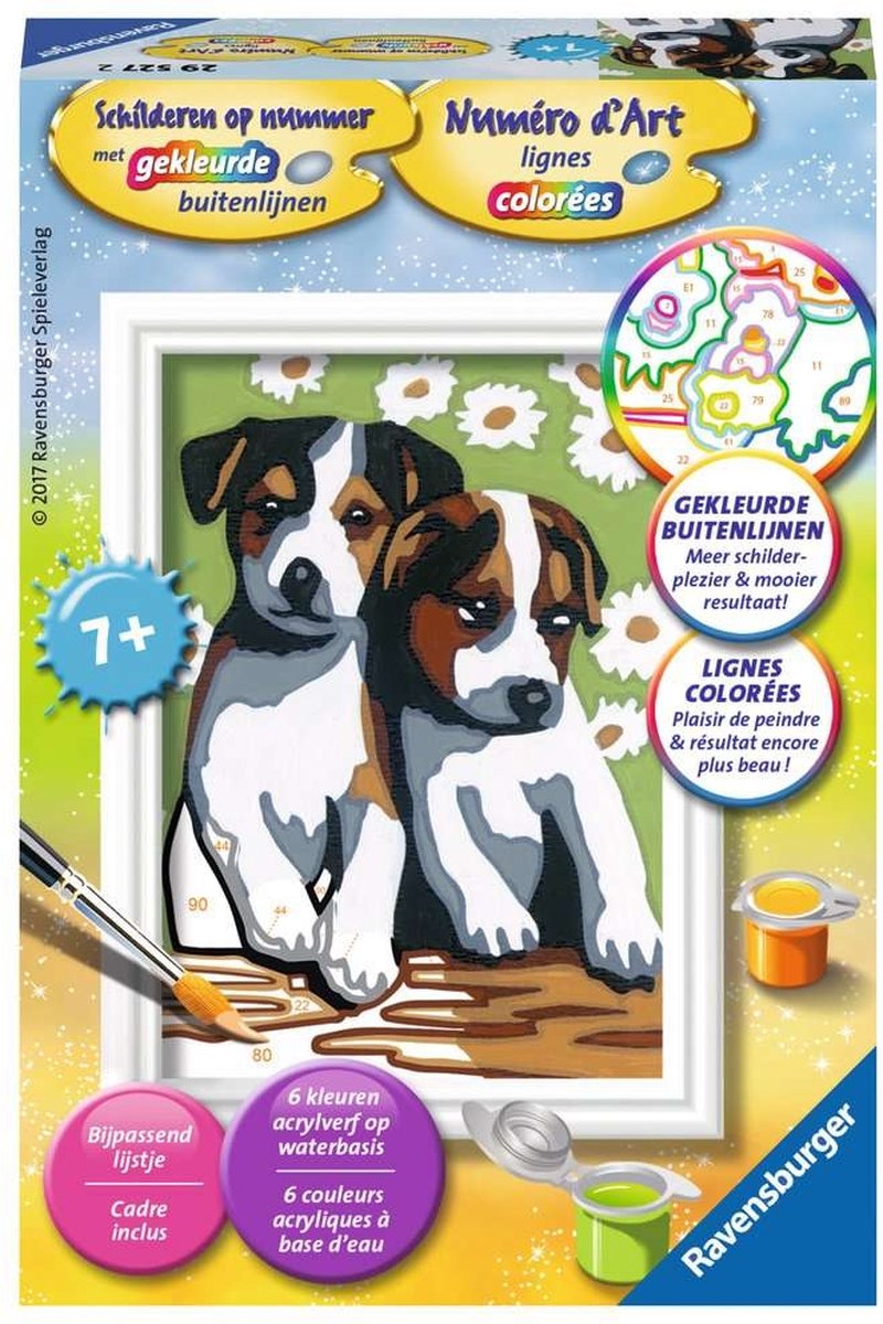Ravensburger Malen nach Zahlen – Hobby-Set für süße Welpen – Acrylfarbe