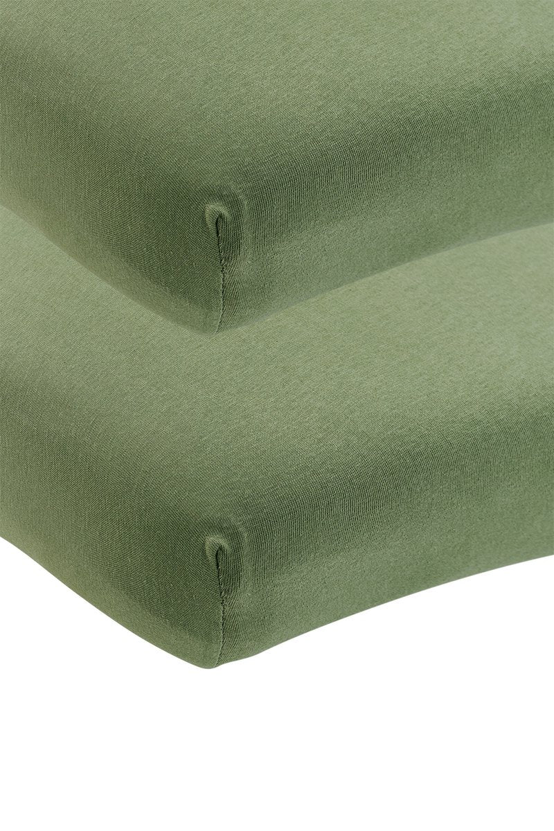 Meyco Baby Uni Spannbettlaken Juniorbett - 2er-Pack - Jersey - Olivgrün - 70x140 150cm