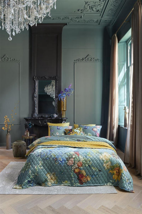 Beddinghouse x van gogh museum bedsprei partout des fleurs - 260x260 cm - groen