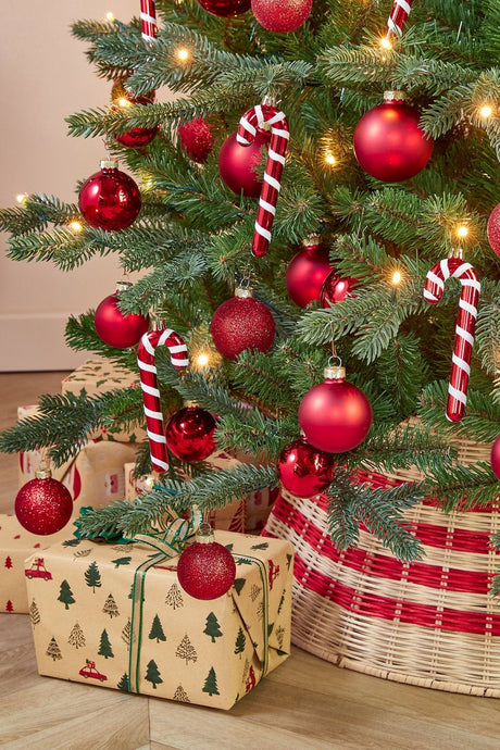Mica decorations ornament zuurstok rood 6 stuks