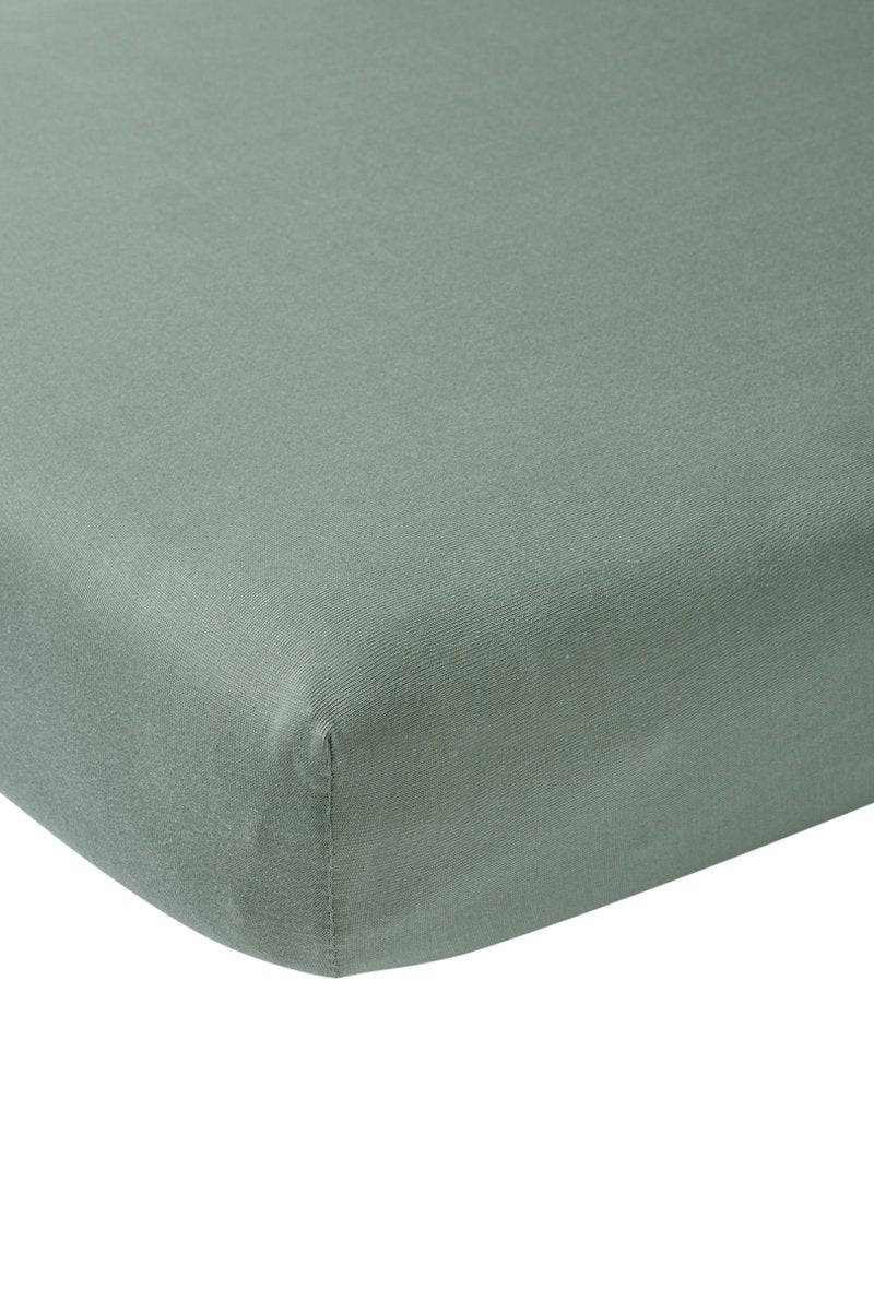 Meyco Baby Uni Spannbettlaken für Kinderbett – Steingrün – 40 x 80 x 90 cm