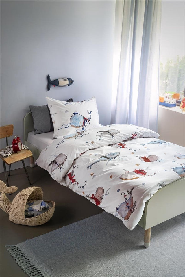 Beddinghouse kids whaletastic dekbedovertrek - eenpersoons - 100x135 - blauw