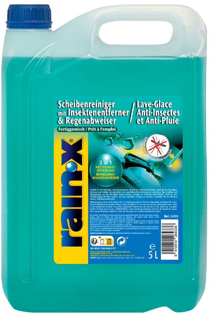 Rain-x Anti-Insekten-Anti-Regen-Scheibenwaschflüssigkeit – optimale Sicht – für Frühling und Sommer – 5 l