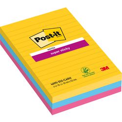 Post-it-Superhaftnotizen 101 x 152 mm, gelb, blau, rosa
