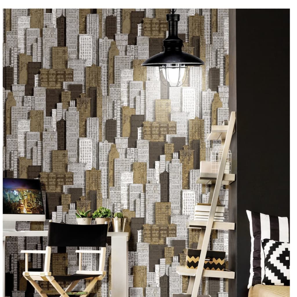 Noordwand Tapete Urban Friends Coffee City Apartments Weiß und Gold