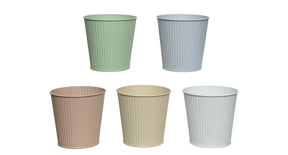 Planter zink ''ribbel'' 5 kleuren assortie h10,6 d11cm