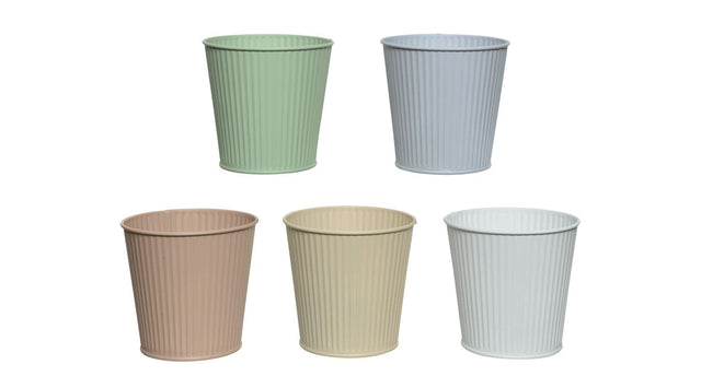 Planter zink ''ribbel'' 5 kleuren assortie h10,6 d11cm