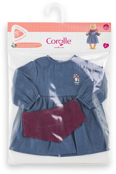 Corolle Puppenkleid Jeans mit Schal für Babypuppe 42cm - Puppenkleidung.
