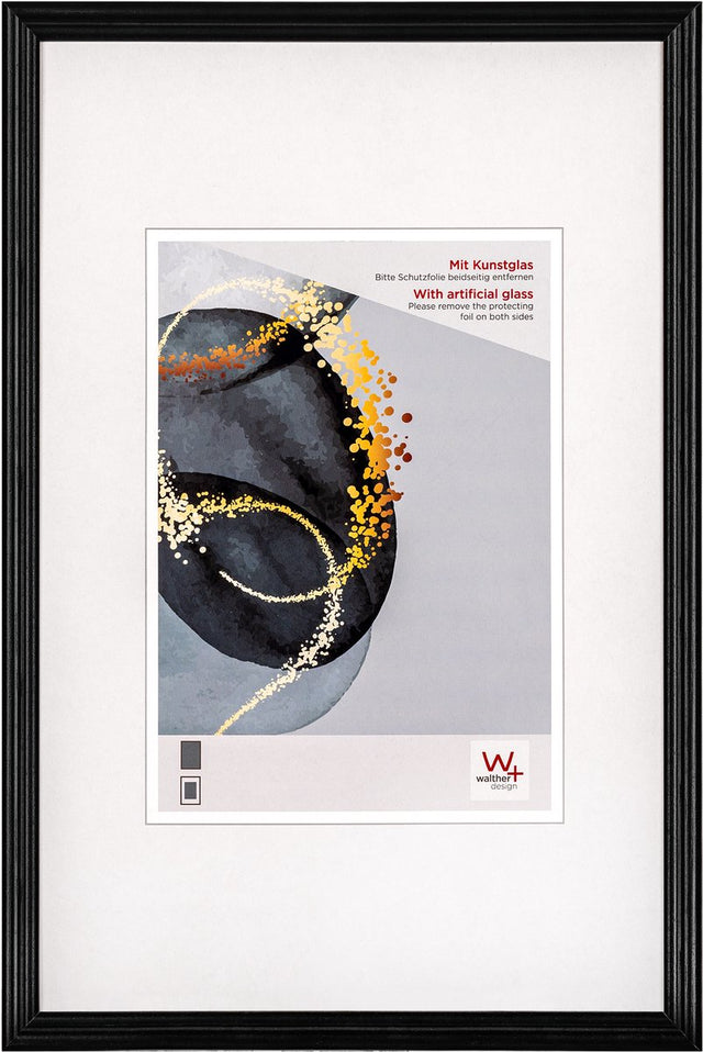 Walther select - houten lijst - fotoformaat 15x20 cm - kunstglas - zwart