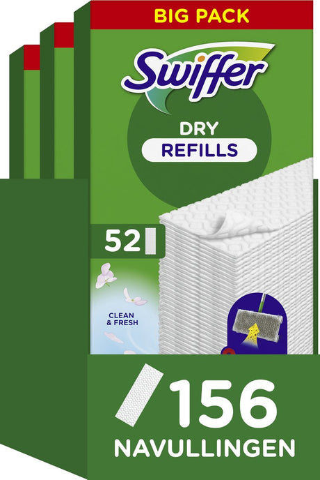 Swiffer Bodenreinigungstücher – Bodenreiniger-Trockentücher – 3 x 52 = 156 Nachfüllungen
