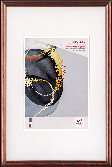 Walther select - houten lijst - fotoformaat 10x15 cm - kunstglas - bruin