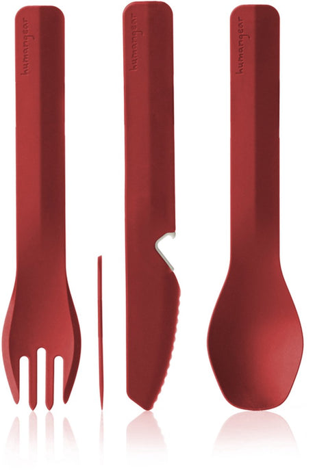 Human Gear – Trio – Rot – Besteck – wiederverwendbar – Campingbesteck