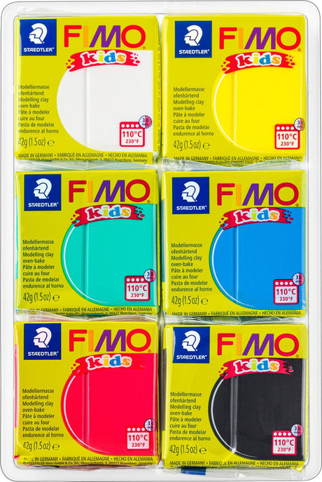 Fimo Kids Monting Clay Standard Colors, 6dlg.