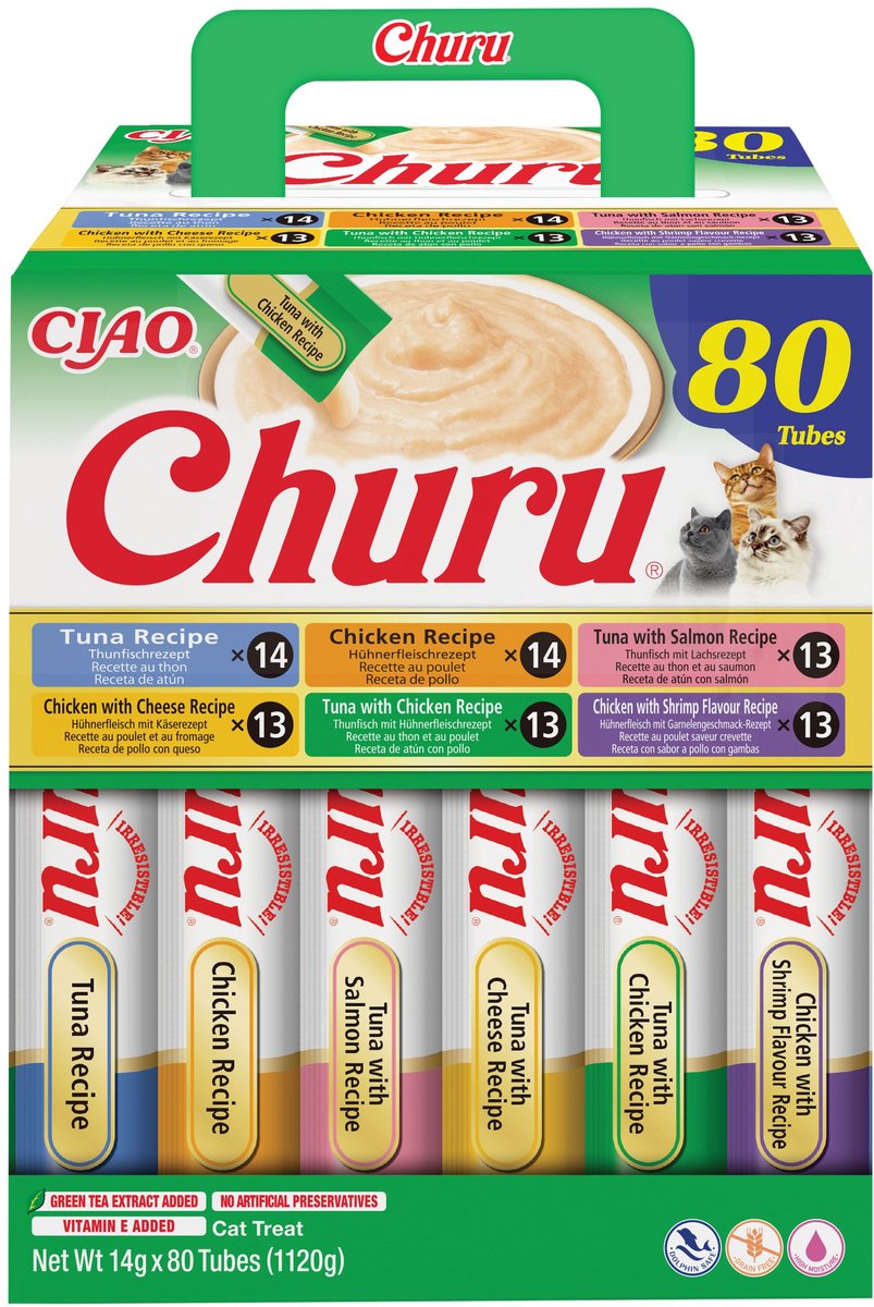 Inaba Ciao Churu, cremiger Püree-Katzensnack, flüssiger Hühnerthunfisch, 80 x 14 g