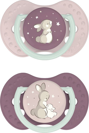 Difrax Lovi Schnuller dynamisch – edel – 0 bis 6 Monate – rosa-beige – 2 Stück
