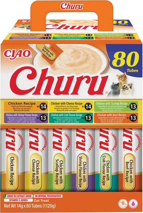 Inaba Ciao Churu cremiger Püree Katzensnack flüssige Hühnersorten 80x14g