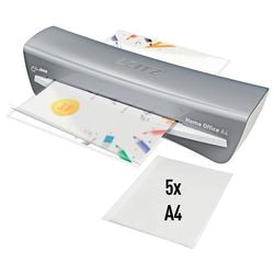 Leitz ilam home office lamineerapparaat voor a4 formaat - geschikt voor 80-125 micron - inclusief startpakket met lamineerhoezen - donkergrijs