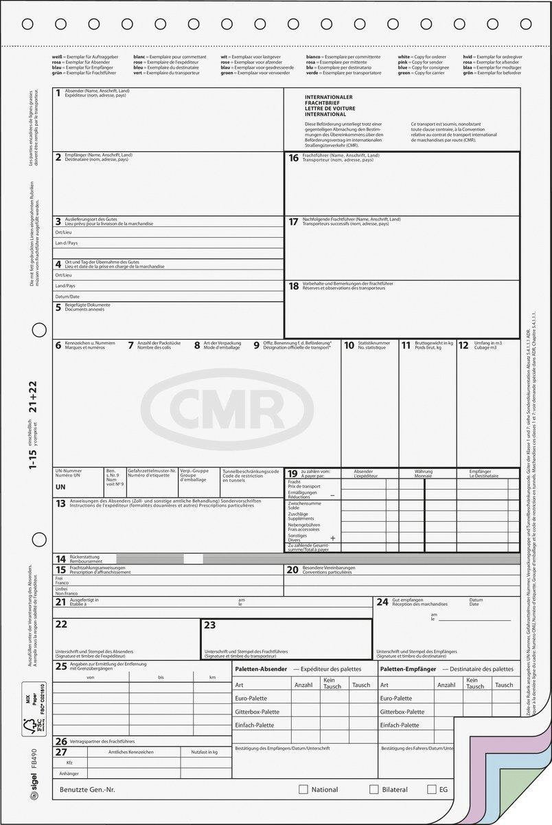 Sigel-Formular Frachtbrief DIN A4