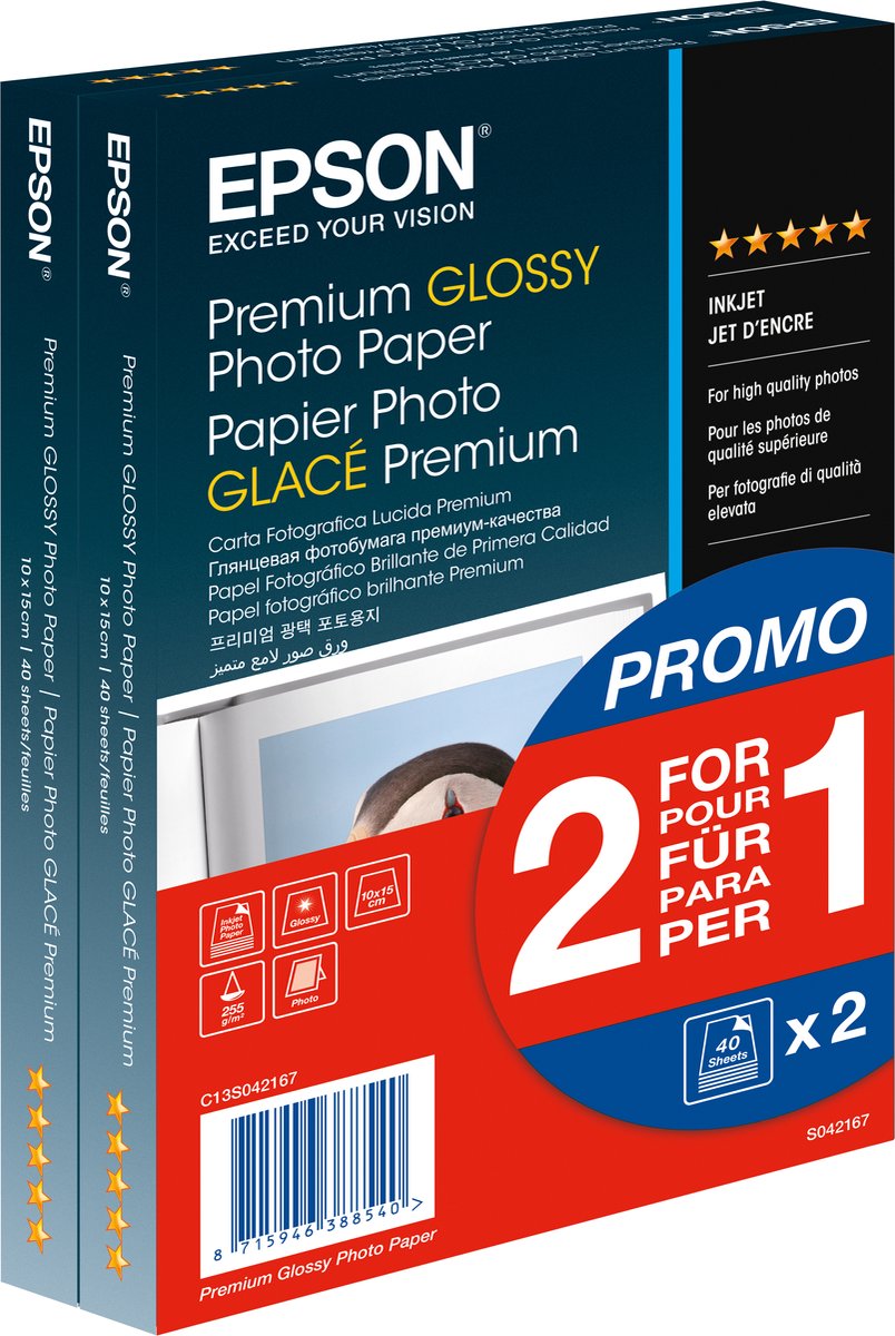 Epson s042167 Fotopapier – 10 x 15 2 x 40 Blatt – A6