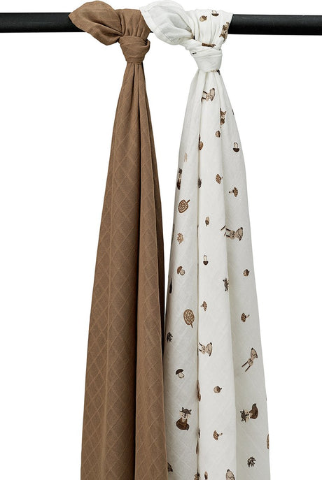 Meyco Baby-Waldtier-Pucktuch – 2er-Pack – hydrophil – Toffee – 120 x 120 cm