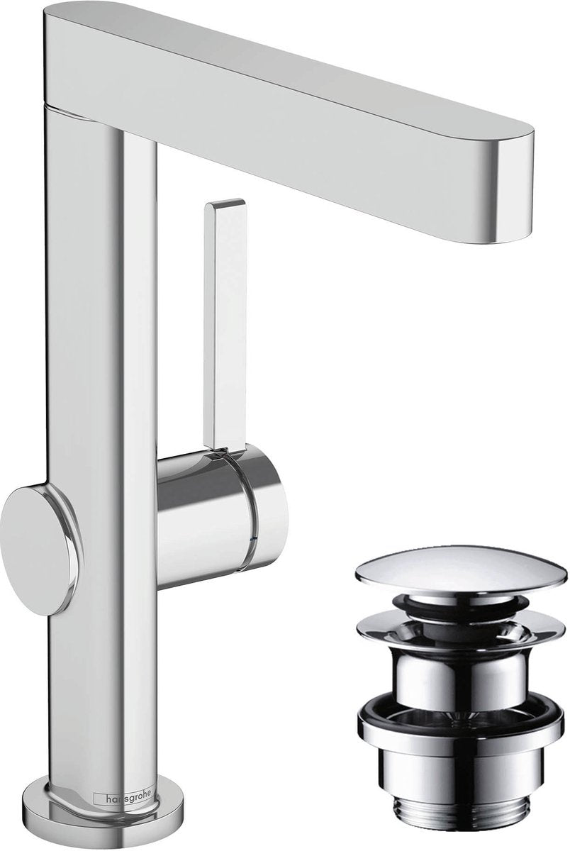 Hansgrohe finoris – Waschtisch-Mischbatterie – Einhebelbedienung – mit Ablassschraube – 230 mm – schwenkbarer Auslauf – Chrom