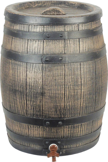 Naturregenfass mit Holz ausgeschaut 120 l 50,5 x 66 cm Braun