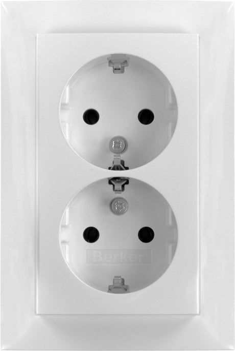 Berker s1 contactdoos - inbouw - 2-voudig - randaarde - polarwit