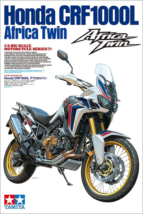 Tamiya Modellbausatzauto – 16042 Honda CRF1000L Africa Twin aus Kunststoff – 1:6 – Modellbau