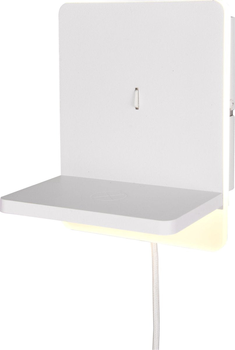 Trio Fairfield - Wandleuchte - weiß matt - inkl. 1x SMD 9W - USB-Anschluss mit Ladefunktion - Dimmschalter - Wandmontage - nicht extern dimmbar - induktive Ladestation - geeignet für Festmontage oder Stecker - USB-C-Anschluss mit Ladefunktion