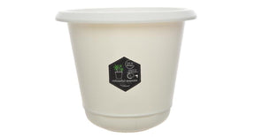 Plastic flower pot off-white dia15x14cm
