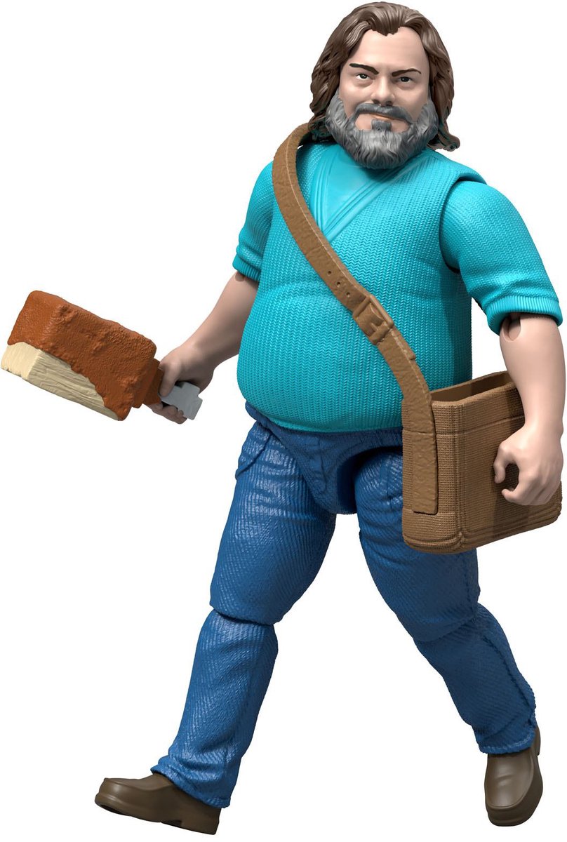 Minecraft Mattel, eine Film-Actionfigur Steve – 10 cm große Actionfigur mit zwei Taschen