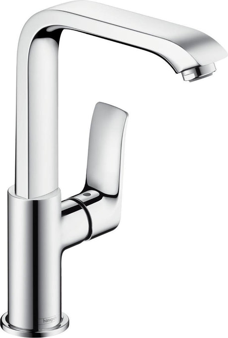 Hansgrohe Metris Einhebel-Waschtischmischer 230 hoher Auslauf und Push-Open-Ablaufgarnitur - Auslaufauslauf 155 mm