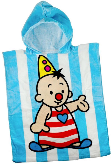 Bumba - badponcho - zacht - blauw - gestreept