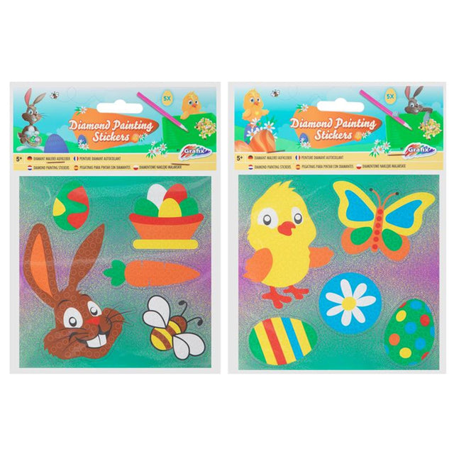 Grafix Diamond Painting Aufkleber Ostern 5 Stück - Alter ab 5 Jahren