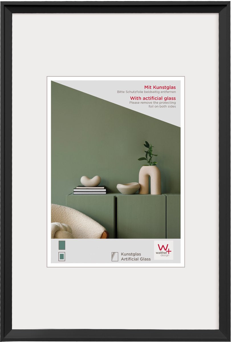 Walther Wunsch - Kunststoffrahmen - Fotogröße 30x40 cm - Kunstglas - Schwarz