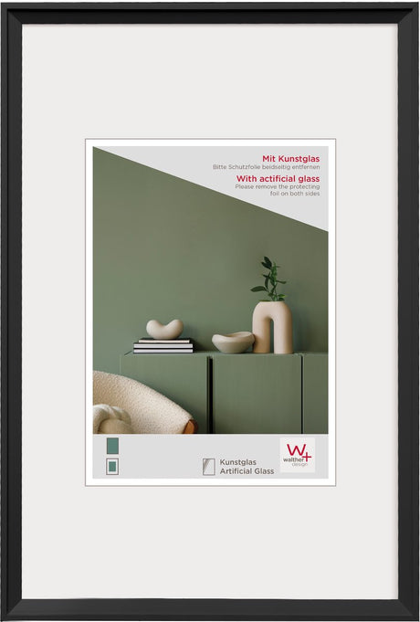 Walther Wunsch - Kunststoffrahmen - Fotogröße 30x40 cm - Kunstglas - Schwarz