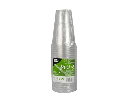 Papstar 25 Trinkbecher PLA Pure 250ml ã˜7,8x11cm glasklar mit Schaumstoffkopf